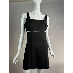 Byer Too Vintage Made in USA Shift Dress 9 Black White Piping Polyester